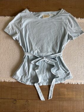 Mauve Soft Blue Tie-Waist Tee